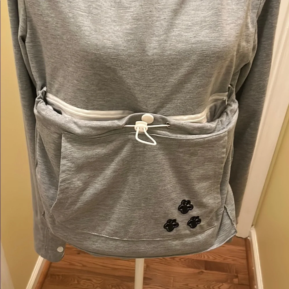 Gray Women's Hoodie with Pom-Poms